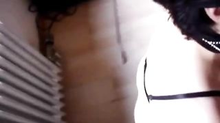 Spanking her pussy and ass while peeing on it