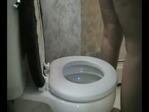 Fat lady pooping in the toilet