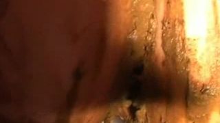 Beautiful latina smearing poop on her naked body