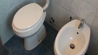 Male slave cleaning her dirty ass