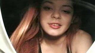 Redhead talking to her fresh poop