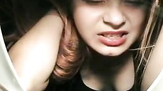 Redhead talking to her fresh poop