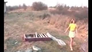 Sexy teen shitting in public