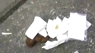 Japanese lady caught pooping outdoor