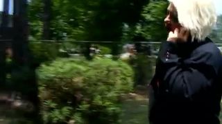 Blonde wife pooping in her panties