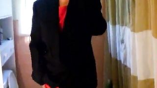 Blonde wife pooping in her panties