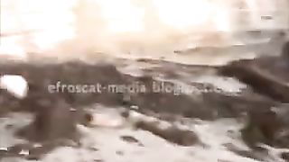 Hot college girl shitting in nature on a big rock