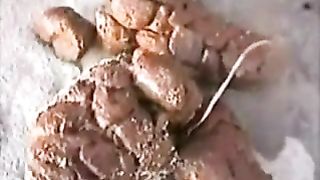 Hot college girl shitting in nature on a big rock