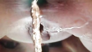 Blonde babe spreading her butt cheeks to poop