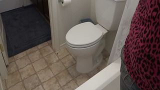 Brunette teen pooping and moaning hard