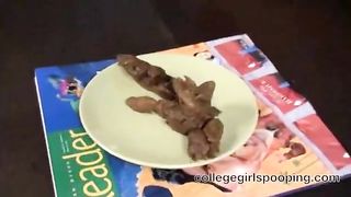 Laughing while shitting on a plate