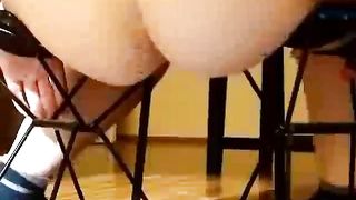 Hairy woman shitting on her lovely husband