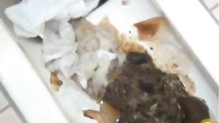 Huge pile of fresh turds in a public bathroom