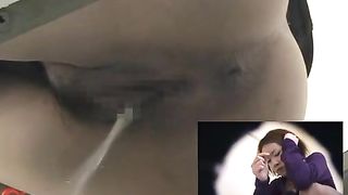 Power piss in a public bathroom