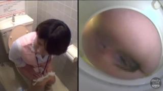 Maid wiping her dirty butthole after pooping