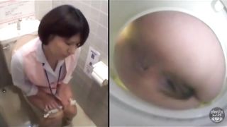 Maid wiping her dirty butthole after pooping