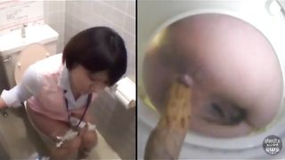 Maid wiping her dirty butthole after pooping