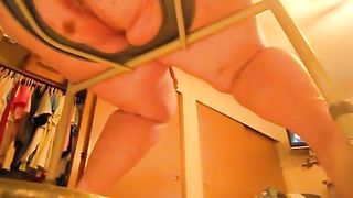 Sexy BBW babe shitting on a homemade toilet