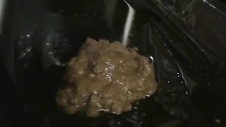 Amateur woman smearing poop on her naked body