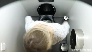 Beautiful Czech girl caught pooping in a public bathroom