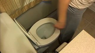 Sexy college girl caught pooping in dorm toilet