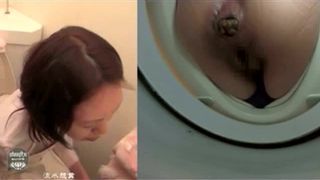 Sexy brown haired teacher pooping