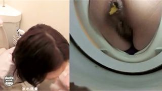 Sexy brown haired teacher pooping