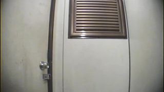 Hairy school girl using a public bathroom