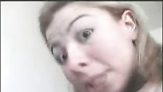 Fingering her dirty ass while shitting on the floor