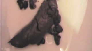 Amateur MILF pooping and peeing over the toilet