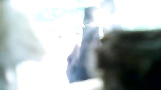 Creampied wife using a public bathroom to poop