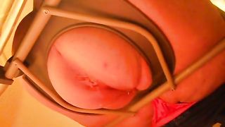 BBW shitting and peeing on a homemade toilet