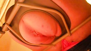 BBW shitting and peeing on a homemade toilet