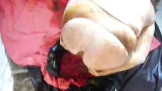 Fat slut covered in liquid shit