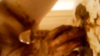 Sexy girlfriend shitting on top of her dildo