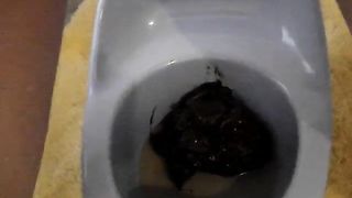 Tattooed 18 year old pooping in a potty