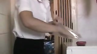 Granny pulled her panties down to poop