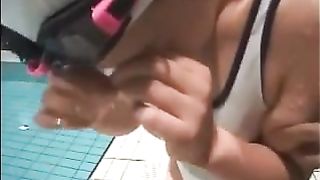 Hot girl pooping a lot after her swimming class