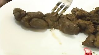Japanese teen searching for food in her poop