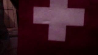 Sexy teen shitting on different flags