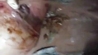 Amateur chubby wife doing enema to herself