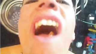 Brazilian webcam girl pooping in doggy style