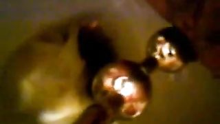 Amateur girl inserts anal beads into her shitty asshole