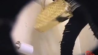 Hairy Asian school girl peeing and pooping