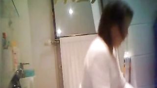 Hidden camera while step sister is pooping