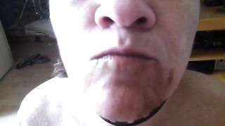 Forced to eat a tiny piece of shit in the morning