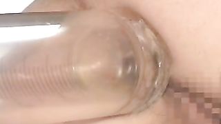 Brown haired Asian fucked hard with a lot of poop