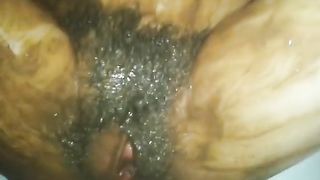 Hairy milf fucked hard with scat in missionary