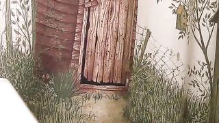 Sexy girl cleaning scat bucket with warm water