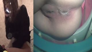 Japanese babe shitting on special public bathroom